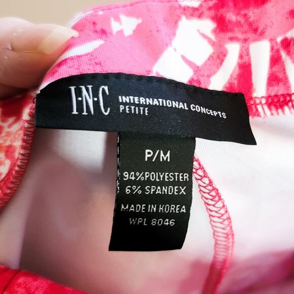 INC International Concepts bold abstract print pencil skirt pink size PM - Picture 5 of 7